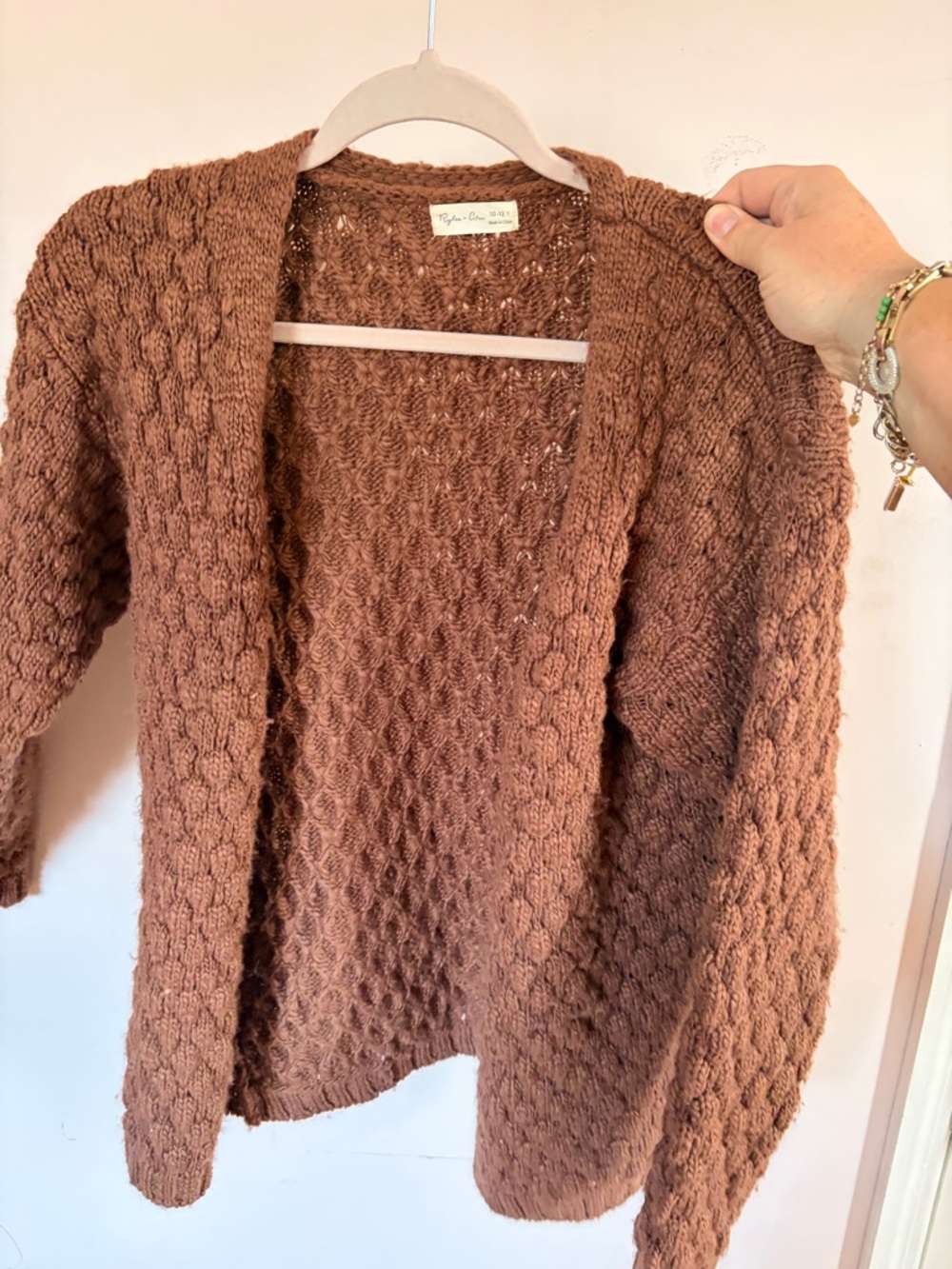 Rylee + Cru Chunky Knit Open Cardigan - Rust Brown